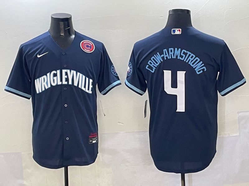 Men Chicago Cubs #4 Crow-Armstrong Dark Blue City Edition 2025 Nike MLB Jersey style 18->chicago cubs->MLB Jersey